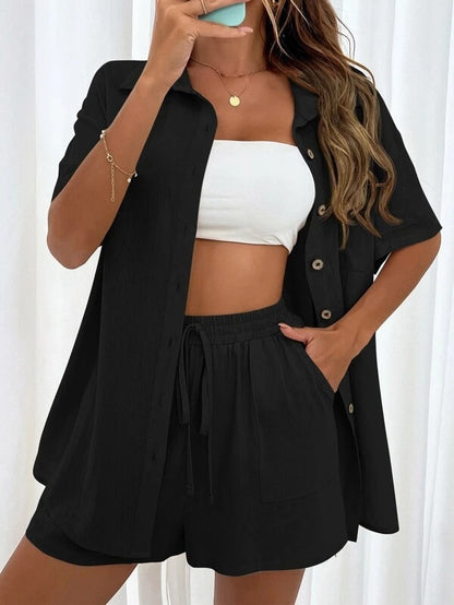 Women's Distressed Cardigan and Shorts Set