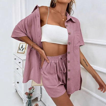 Women's Distressed Cardigan and Shorts Set