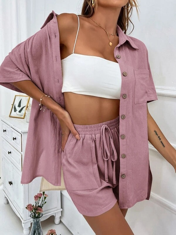 Women's Distressed Cardigan and Shorts Set