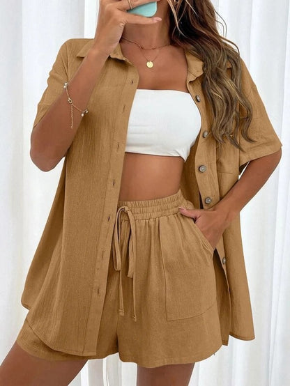 Women's Distressed Cardigan and Shorts Set